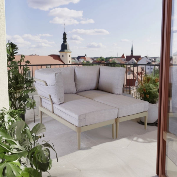 Luna 4-Sitzer Lounge Sofa mit konischen Beinen in Sandbeige