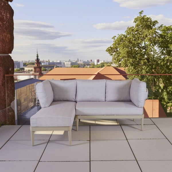Luna L-Form Lounge Sofa – Modular. Wetterfest. Zeitlos Sandbeige